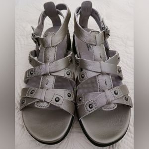 SoftWalk, Torino, silver womens sandal, size 6